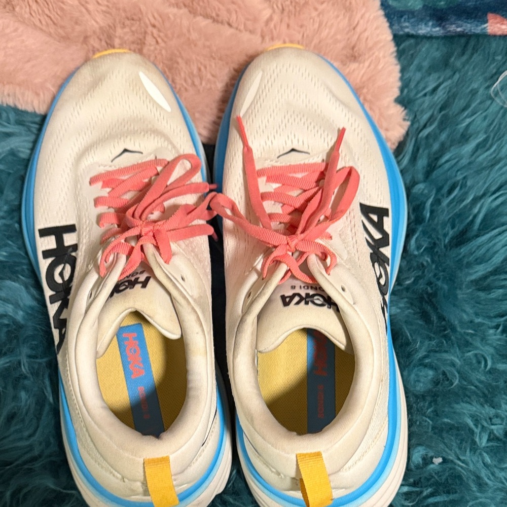 Hoka Women's Cream and Coral Athletic Shoes